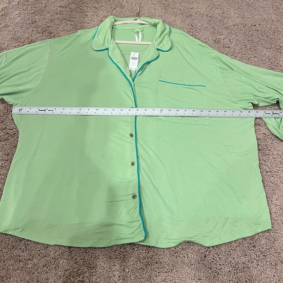 NWT new 3X plus Anthropologie briar piped pajama top long sleeve lime green - Picture 14 of 17